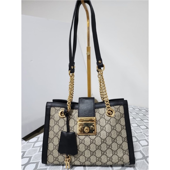 Gucci Handbags - Authentic GUCCI GG Supreme Monogram Small Padlock Tote Black